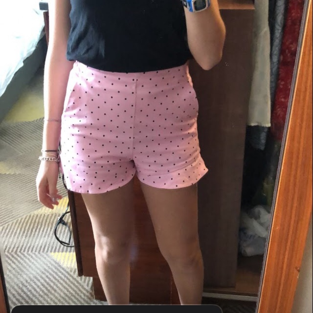 Pink polka dot shorts